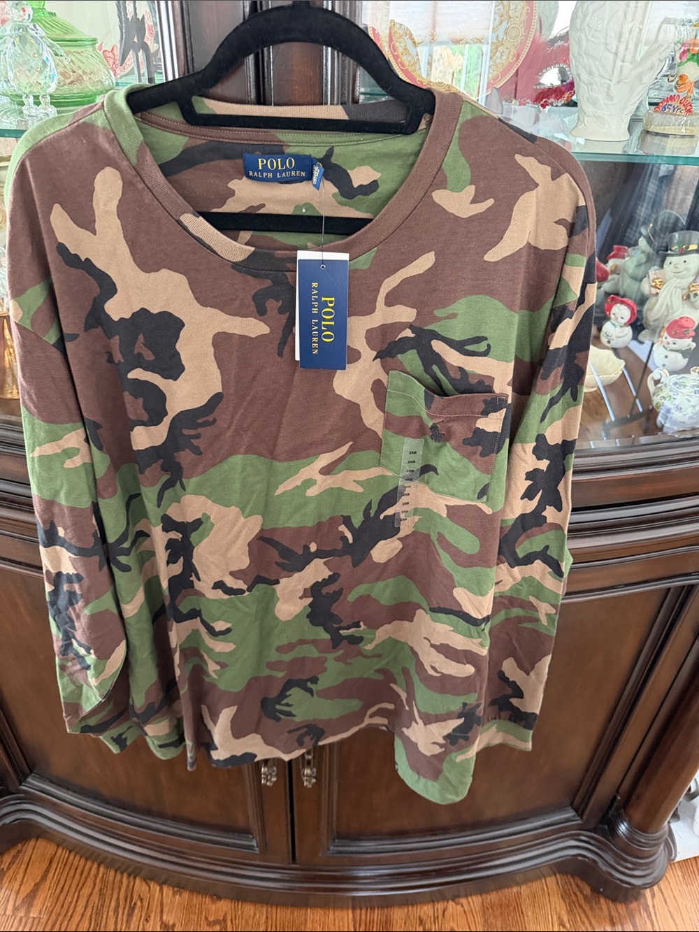 Polo by Ralph Lauren Men’s Camo Long Sleeve Pocket Tee - Green/Brown/Black